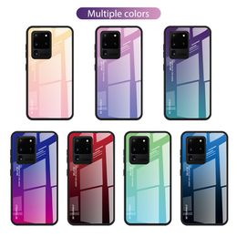 Slim Gradient Tempered Glass Case For Samsung Galaxy S20 Ultra S20+ S10 Plus S10E Note 10 Plus A70 A50 A20 A30 A10