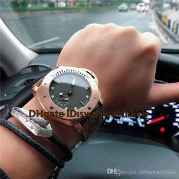 New Pam00382 Mens Watches Swiss Automatic Sapphire Date Display Rose Gold bronze Case calfskin strap transparent case back Mens Wa301g