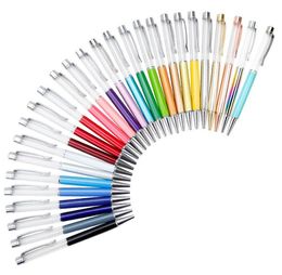 27 Colour Creative DIY Empty Tube Metal Ballpoint Pens Self-filling Floating Glitter Dried Flower Crystal Pen Ballpoint Pens Writing Gift SN4