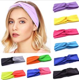 Scrunchine Headband Women Splice Headbands Cross Sports Yoga Hairband Bohemian Headwear Cotton Pony Tails Holder Hair Accessories LSK47