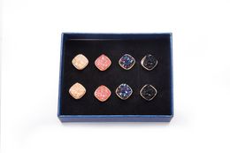 Crystal Cluster Square Stud Earrings Women Fashion Elegant Temperament Stainless Steel Designer Earrings