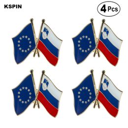 EU & Slovenia Friendship Flag Pin Lapel Pin Badge Brooch Icons 4PC