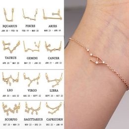 Fashion 12 Constellations Celestial Zodiac Bracelet Zodiac Sign Bracelets Constellation Astrology Bracelet Men Women Casual Jewellery