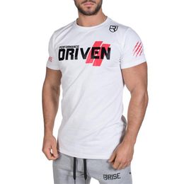 Nouvelle montée Bodybuilding and Fitness Mens manches courtes T-shirt T-shirt T-shirt Chemise Hommes Muscle Collant Gaspe Fitness T-shirts