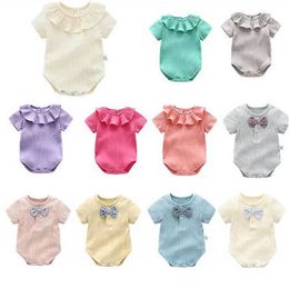 Infant Triangle Romper Summer Baby Pure Colour Jumpsuits Onesies Boy Girl Short Sleeve Cotton Romper kids designer clothes boys girls D1006