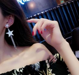 new hot Popular web celebrity with pendant personality temperament five-pointed star long tassel earrings fashion classic elegant