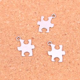 156pcs Charms jigsaw puzzle piece autism awareness Antique Silver Plated Pendants Making DIY Handmade Tibetan Silver Jewelry 20*14mm