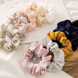 white toothpicks Canada - Fashion Solid Color Elastic Hair Bands Toothpick Wrinkle Elastic Hair Scrunchie Ponytail Hair Ring White Yellow Pink Headwear