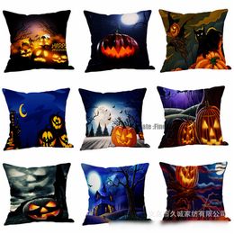 pumpkin pattern Cushion cover Hallowmas Printed pillowcases Linen cotton Pillow covers Sofa 45x45cm cushion cover Free shipping
