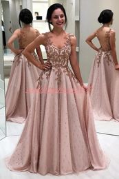 Trendy Backless Beads Evening Dresses Occasion 2019 Pearls Applique Plus Size Party Pageant Prom Gowns Ball Robe De Soiree Formal For Women