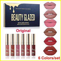 6 Colors set Lip Gloss Beauty Glazed lipstick Matte Liquid Lipstick makeup Lip gloss Kit Lip gloss Gold Birthday Edition Cosmetics Christmas