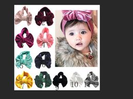 Fashion Big Bow Tie Headband Cute Solid Hairband 2020 Elastic Hair Bands Baby Kids Girls Turban Headwear Gold Velvet Headwrap