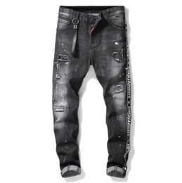 Da Uomo Designer Skinny Super Stretch STRAPPATO DISTRUTTO FASHION ANGOSCIA Denim Jeans