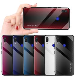 Carbon Fibre Stripe gradient Tempered Glass Phone Case For Xiaomi Redmi Note 7 Note 6Pro Redmi K20 7A 7 Mi 9 SE Oneplus7