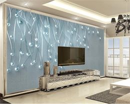 Custom Photo 3d Wallpaper Blue Flowerbed HD Floral Indoor Living Room Bedroom Beautifully Decorated Wallpaper