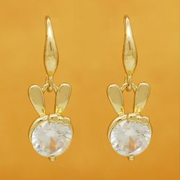 2019 New Design Fashion Animal Jewellery Rhodium-plated Cute Rabbit Transparent White Crystal Pendant Earrings
