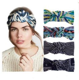 Girls Headband Designer Women Elastic Twist Cross Bohemian Sport Head Wrap Turban12 Colours HairBand Flower Hair Accessories For Women
