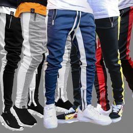 Pantalones de pista para hombre Nueva Moda Hip Hop Fitness Streetwear Pantalones Hombres Jogger Rayado Pegamento Pegadoras Pantalón Homme