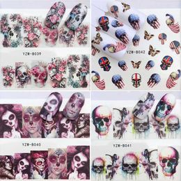 Self-adhesive Halloween Nail Stickers Cool Skull Nail Sticker Decals for Nails Art Decorations Finger Beauty Wraps