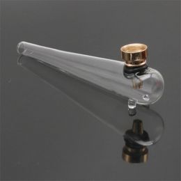 Pyrex Glass Smoking Pipes Long Tube Transparent Bongs Hand Pipe Innovative Design Portable Metal Philtre Bowl Tobacco Pipes