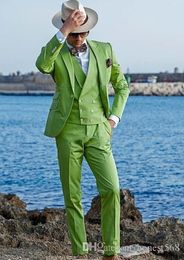 Handsome One Button Groomsmen Peak Lapel Groom Tuxedos Men Suits Wedding/Prom/Dinner Best Man Blazer(Jacket+Pants+Tie+Vest) 908