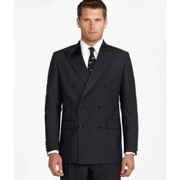 Black Formal Groom Wear For Wedding Double Breasted 2 Pieces Mens Pants Suits Best Man Business Blazer(Jacket+Pants)