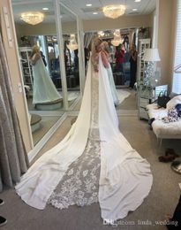 2019 Bohemian Sheath Wedding Dress Modest With Long Train Capes Garden Bridal Gown Custom Made Plus Size