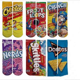 3D Printed Socks Cheerleader Long Socks Teenage Knee High Socks Adult Sports Stockings Cartoon Food Digital Sock One Side Print 30CM B7020