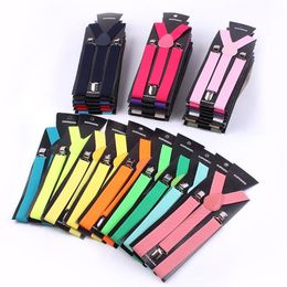 Adult Suspenders 120*2.5CM 42 Colors Clip-on Longer version Elastic Candy Y-Shape Adjustable Braces For Thanksgiving Day Christmas gift