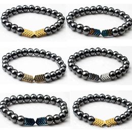 Lava Stone Bracelet Arrow Charms Bracelets Bangle Healing Balance Yoga Magnet Bead Bracelet