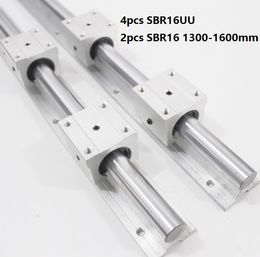 2pcs SBR16 1300mm/1400mm/1500mm/1600mm support rail linear rail guide + 4pcs SBR16UU linear bearing blocks for CNC router parts