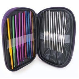 Knitting Needle 22pcs Set Aluminium Crochet Hooks Metal Crochet Sweater Needles Set 22pcs / set Hand Sewing Tools OOA7382-1