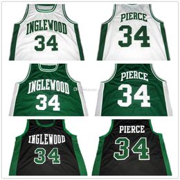 Paul Pierce #34 Inglewood High School White Green Black Retro Basketball Jerseys Mens Stitched Custom Any Number Name