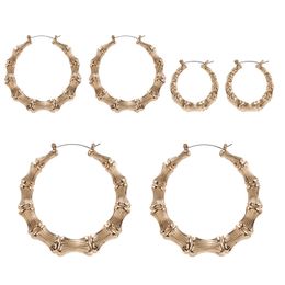 Fashion Jewellery Hip Hop Punk Gold Plated Circle Bamboo Hoops Earrings Exaggerated Nightclub Earrings for Women Gift