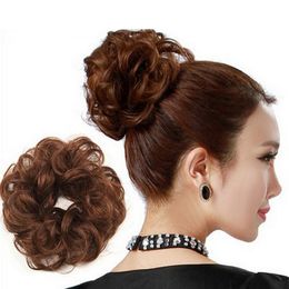 High Quality Fake Hair Extension Wavy fashion Tail Bride Bun Hairpiece Scrunchie 7 Colour