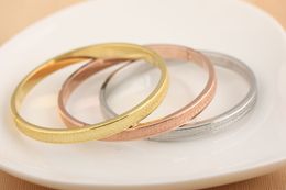 Wholesale-Korean female 18K rose gold plated titanium Love bracelet bangles for woman frosted eternity ring Valentine MZ-046