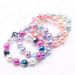 baby kids fashion beads bracelets elastic diy Colourful pearl bracelet for girls children party Jewellery accessories