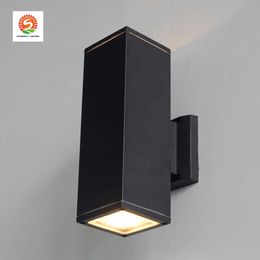 LED square outdoor waterproof wall lamp up and down hotel exterior wall aisle balcony villa courtyard corridor double headlight