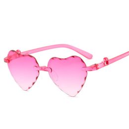 Colorful Gradual Cartoon Love Children Sunglasses Rimless Peach Heart Kids Sun Glasses One Pieces 6 Colors Wholesale