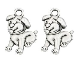 200Pcs/lot alloy Animals Dog Antique silver Charms Pendant For necklace Jewellery Making findings DIY 13x17mm