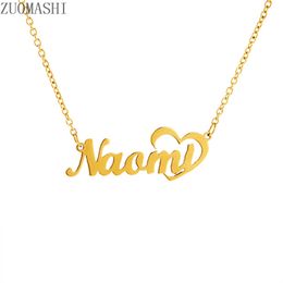 Custom Nameplate Pendant Choker Necklaces Stainless Steel Personalised Name Necklace Gold Colour Baby Girl Girlfriend Women Gift