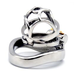 2019 Newest Design Male Cock Cage Chastity Lock Penis Cage Stainless Steel Arc Ring Bird Cage Slave Products G7-1-255A