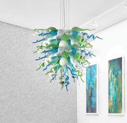 Lamp Rustic Pendant Lamps Blown Glass LED Bulbs Chandelier Lighting Turquoise Green White Living Room Chandeliers for Sale