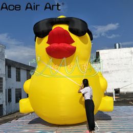 Giant Inflatable Yellow Duck Wear Sunglasses Inflatable Standing Duck Pop Up Animal Model For Promotion And Advertising