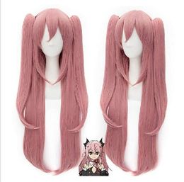 Anogol Seraph of the End Krul Tepes Cosplay Wig Pink Hair Wigs with Ponytails