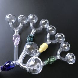 Unique Skull Double Oil Burner Glass Pipe Pyrex Double Smoking Tube Pipes Recycler Oil Dab Rig 5.5 Inch Hand Pipe