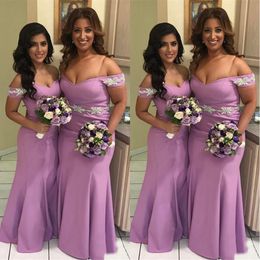 Cheap Mermaid Country Bridesmaids Dresses Off The Shoulder Beaded Wedding Guest Dress Floor Length Long Maid Of Honor Gowns BD8902