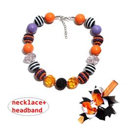 Halloween Girl Necklace headband Set Candy Colour bubble beads Kids Girl Holiday Set Beauty Charms Gift