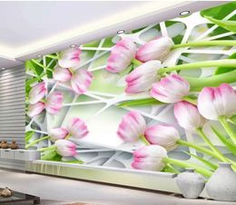 Modern fashion stereo tulip flowers 3D TV background wall 3d wall murals wallpaper