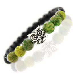 Natural Stone Owl Bracelet Agate Beads Bracelcets Bangle Silver Gold Owl desinger Fashion Jewellery for Men Women